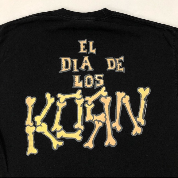 Vintage 2000 EL DIA DE LOS KORN Fathead Characters Black Giant Tee Shirt Mens XL - Picture 6 of 7